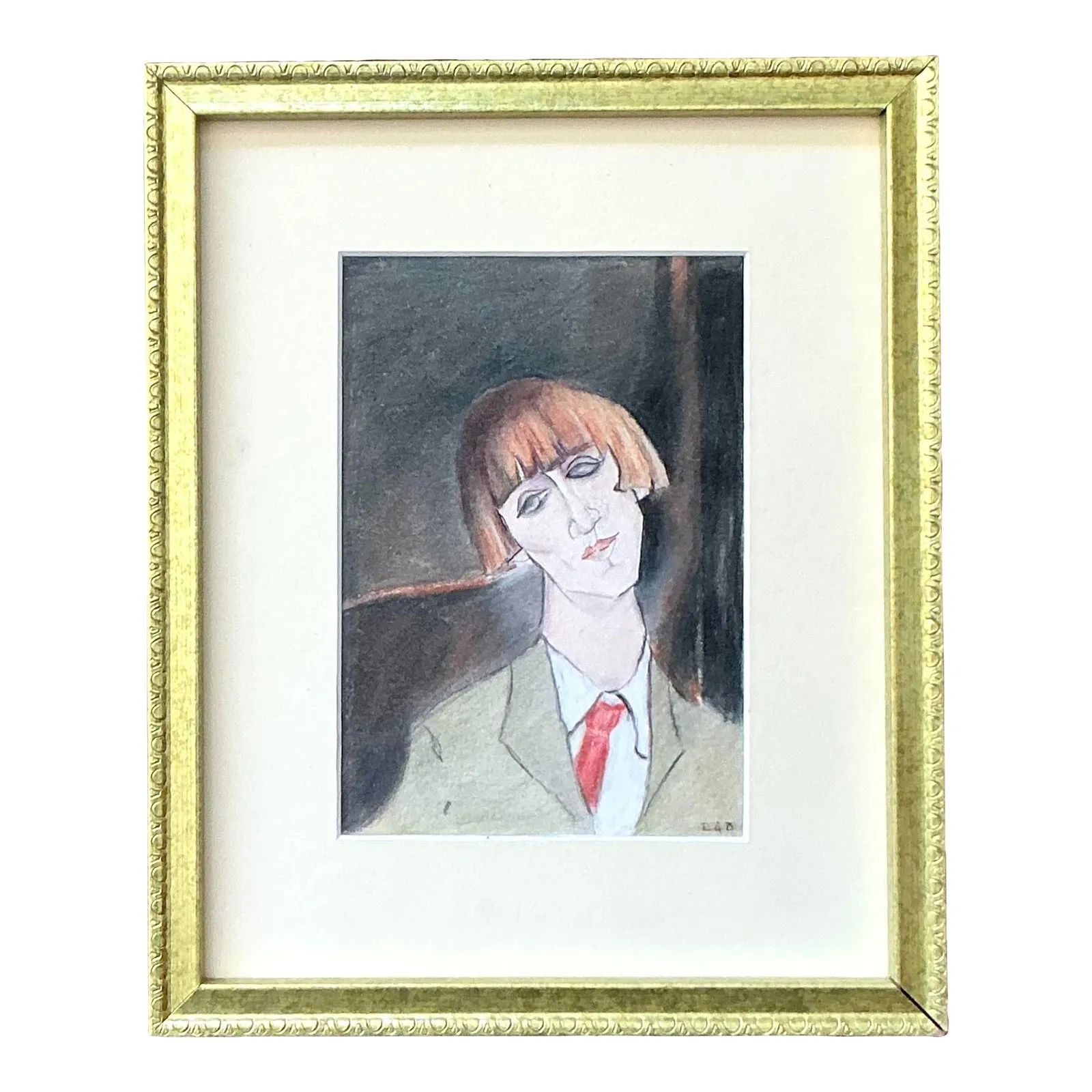 Vintage Boho Original Portrait on Paper — additional photo 1