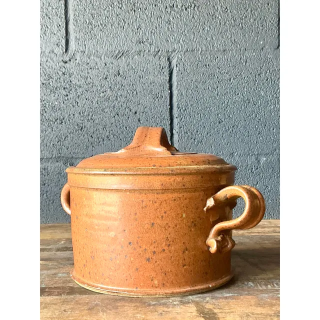 Vintage Boho Original Studio Pottery Lidded Bowl — additional photo 6