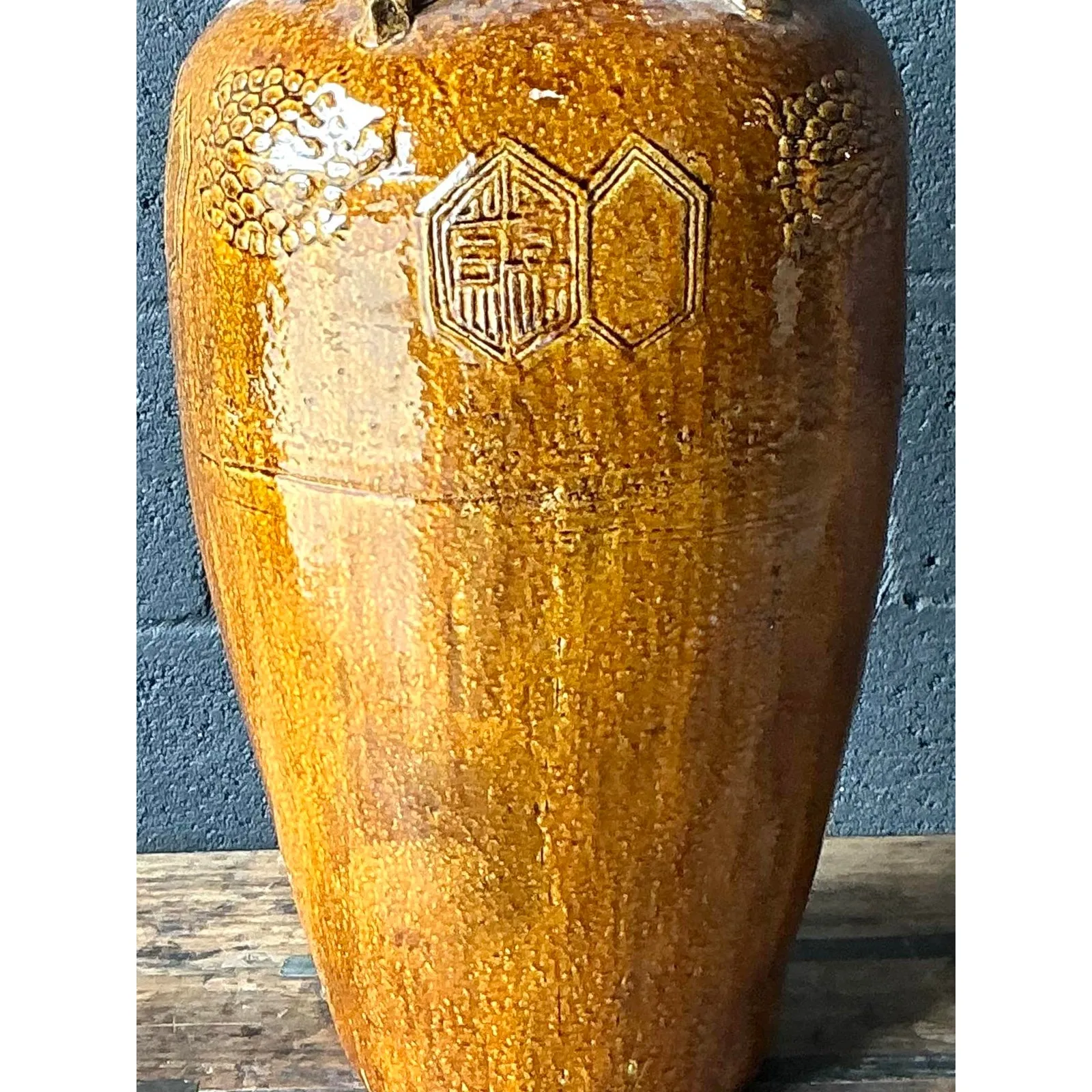 Vintage Boho Glazed Ceramic Urn — additional photo 5