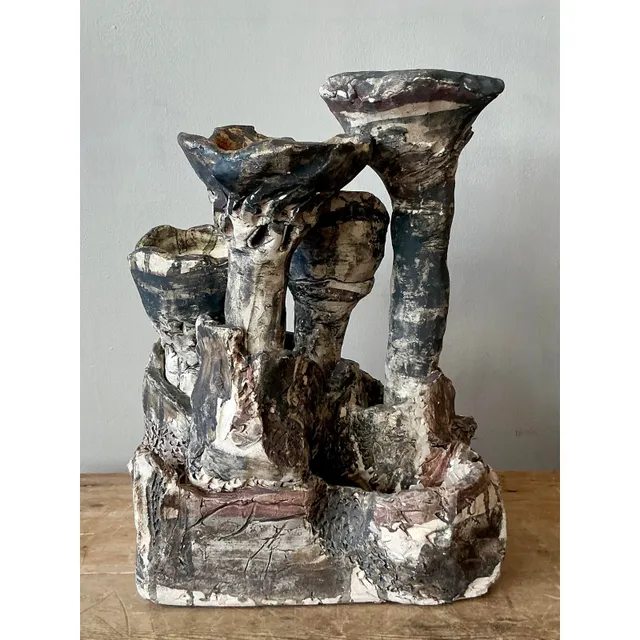 Vintage Boho Abstract Studio Pottery Vase - Ceramic, 11.25W x 14.75H — additional photo 3