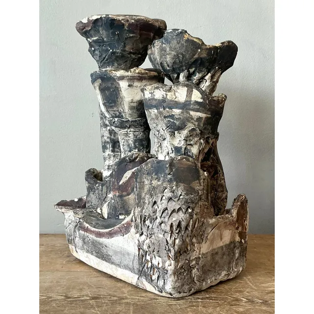 Vintage Boho Abstract Studio Pottery Vase - Ceramic, 11.25W x 14.75H — additional photo 4