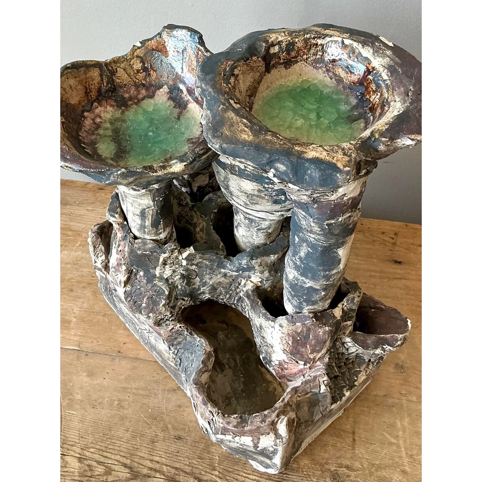 Vintage Boho Abstract Studio Pottery Vase - Ceramic, 11.25W x 14.75H — additional photo 5