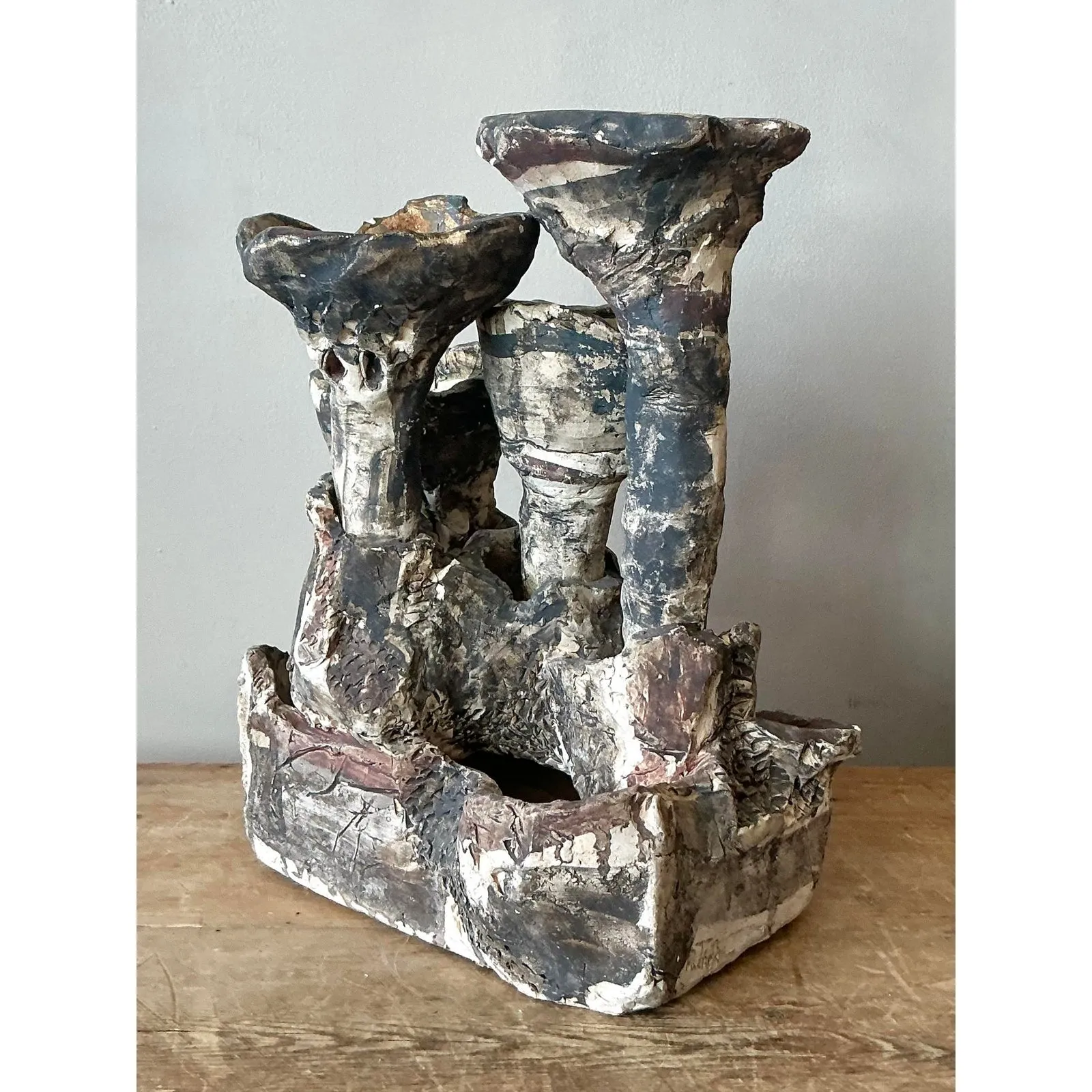 Vintage Boho Abstract Studio Pottery Vase - Ceramic, 11.25W x 14.75H — additional photo 8