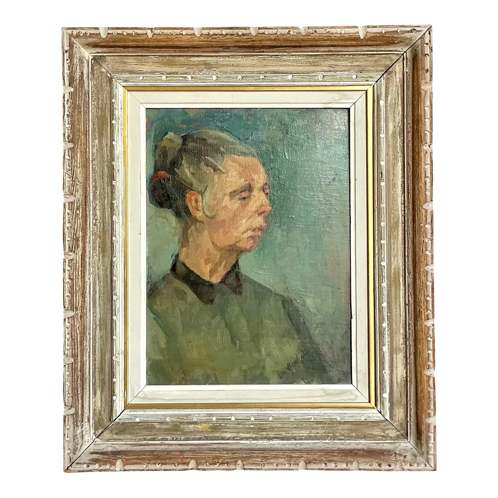 Vintage Boho Original Oil Portrait — additional photo 1