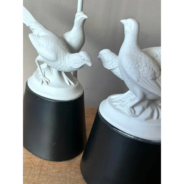 Vintage Regency Bisque Porcelain Bird Lamps - A Pair — additional photo 7