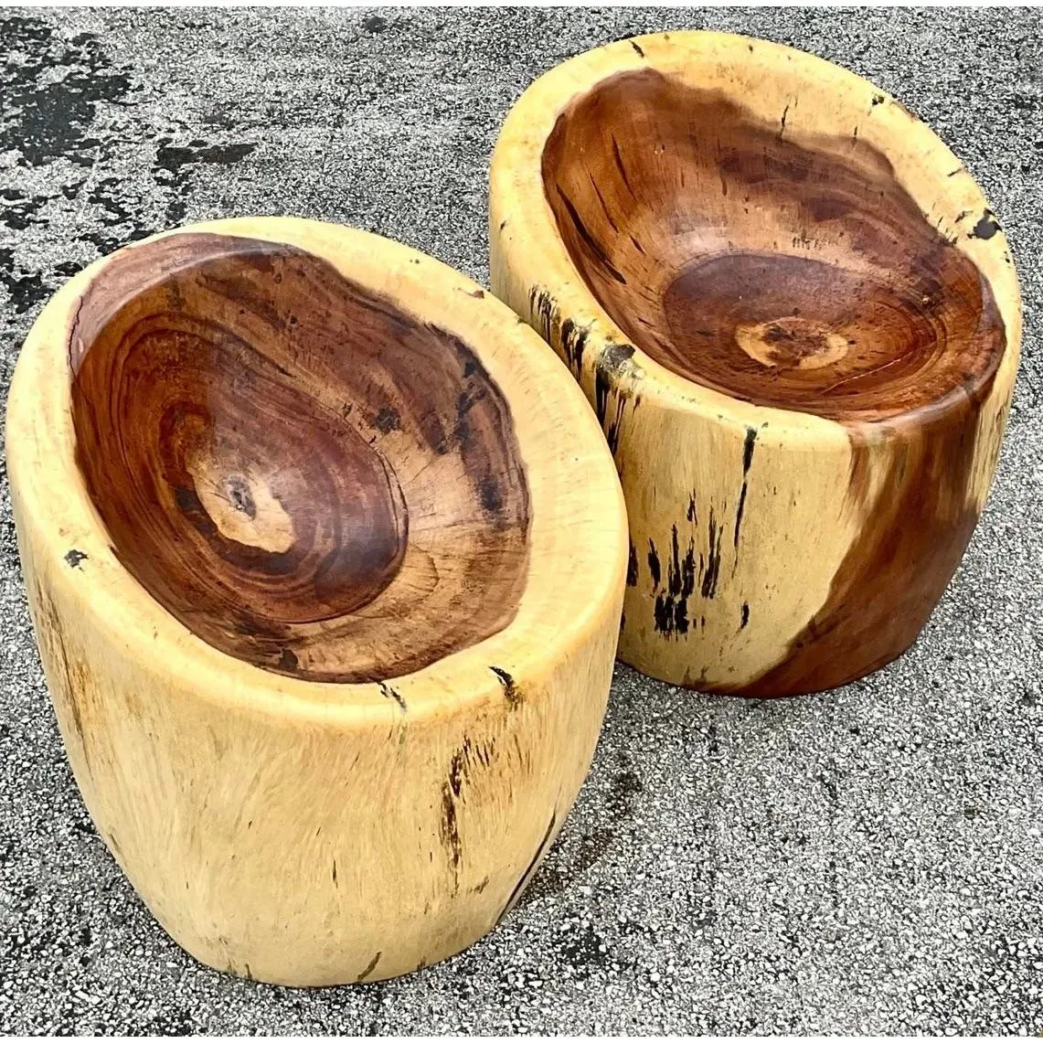 Vintage Albino Carved Wooden Stump Chairs - A Pair — additional photo 2
