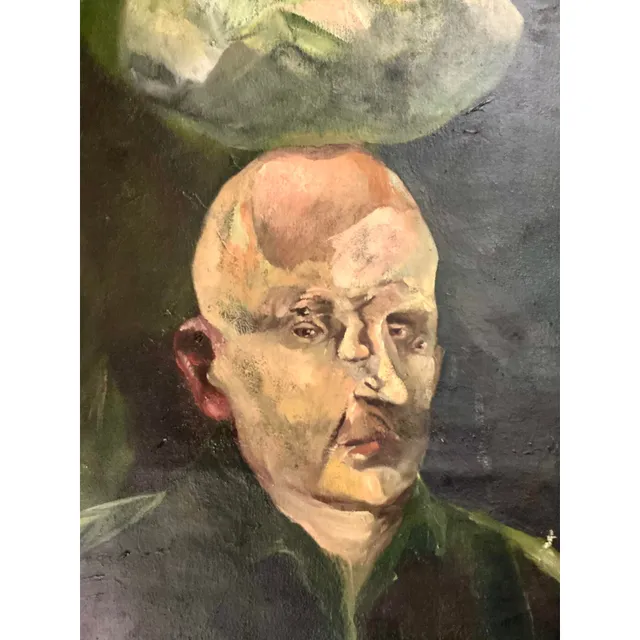 Vintage Boho Original Abstract Figural Portrait on Canvas — additional photo 1