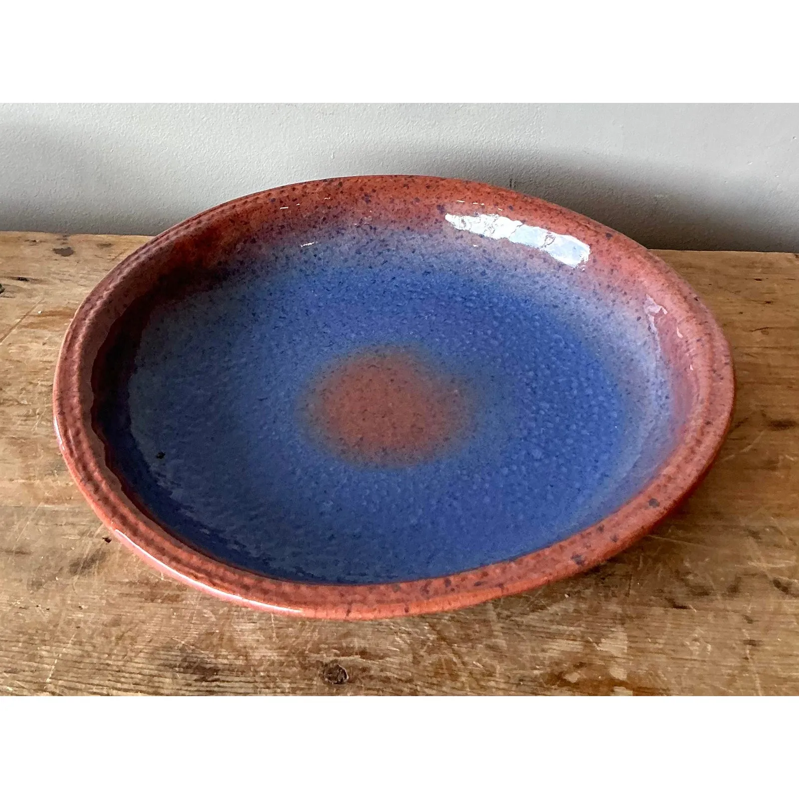 Vintage Boho Original Studio Pottery Bowl - Ceramic, 12.25W x 2H — additional photo 8