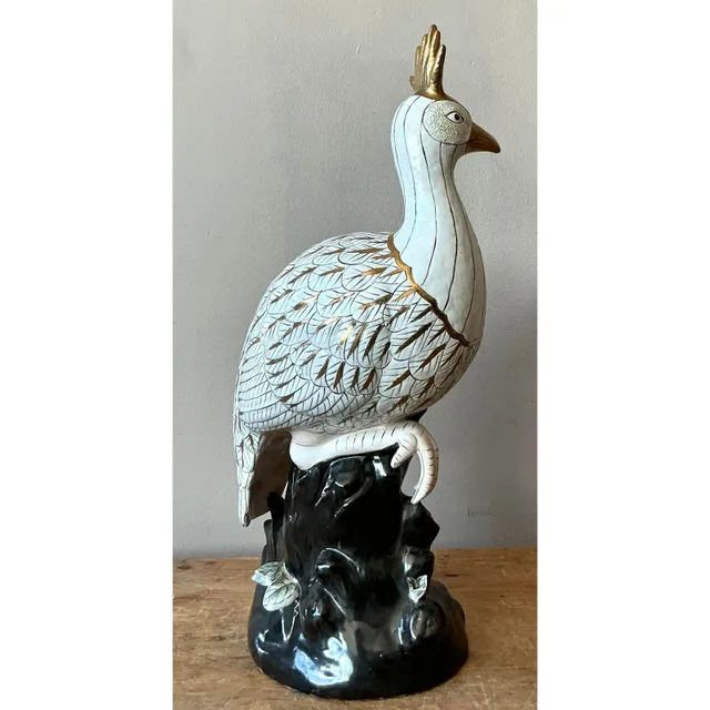 Vintage Boho Glazed Ceramic Peacock — additional photo 1