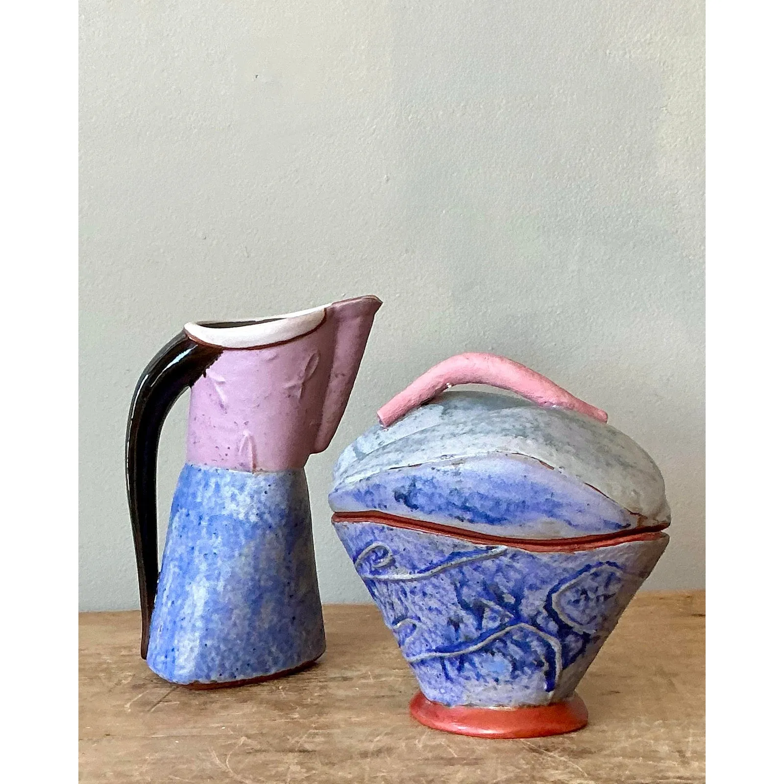 Vintage Boho Studio Pottery Cream and Sugar — additional photo 1