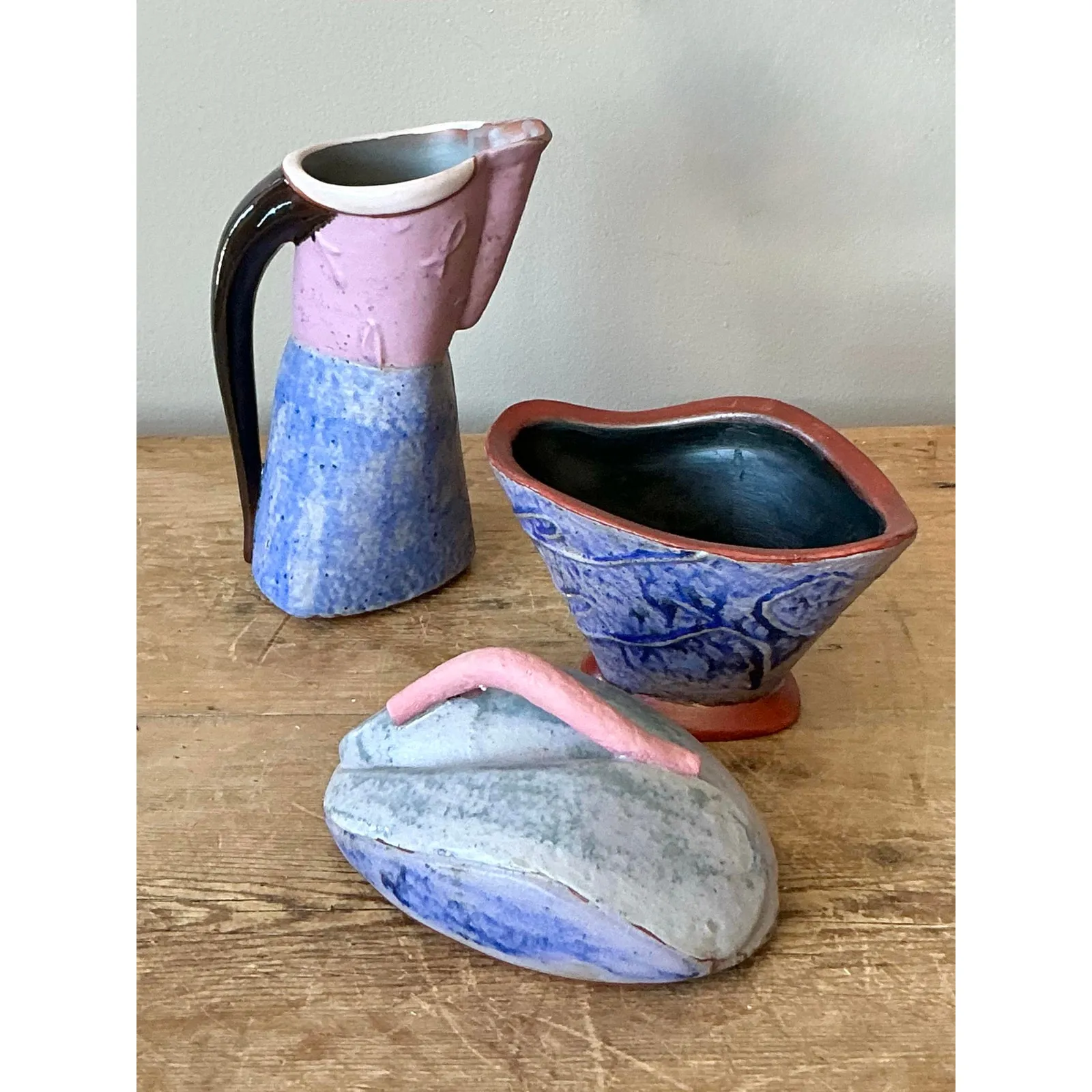 Vintage Boho Studio Pottery Cream and Sugar — additional photo 2