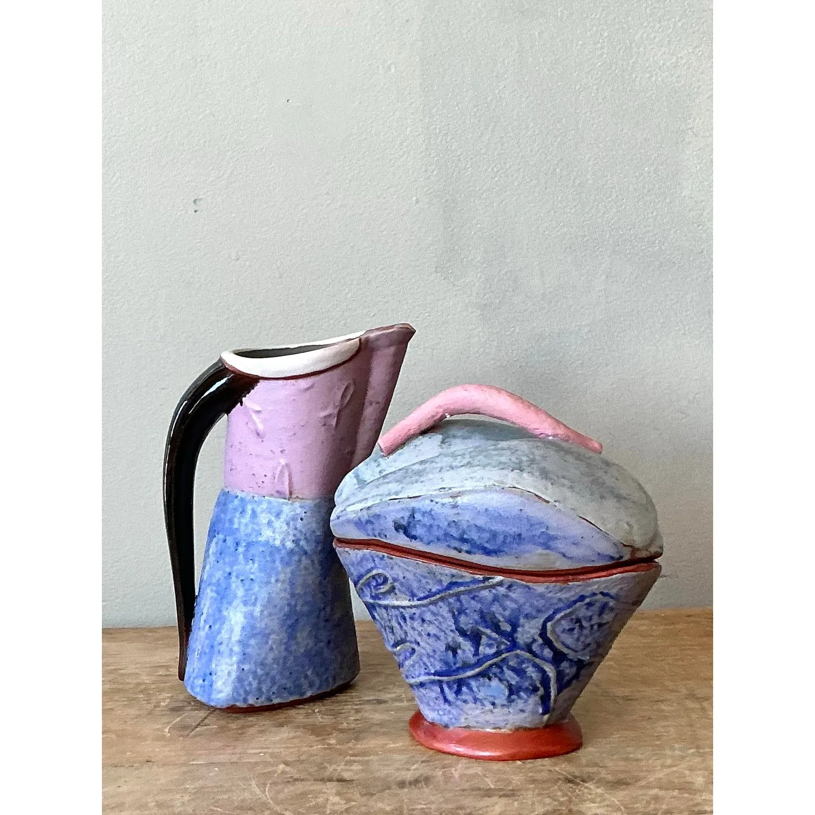 Vintage Boho Studio Pottery Cream and Sugar — additional photo 3