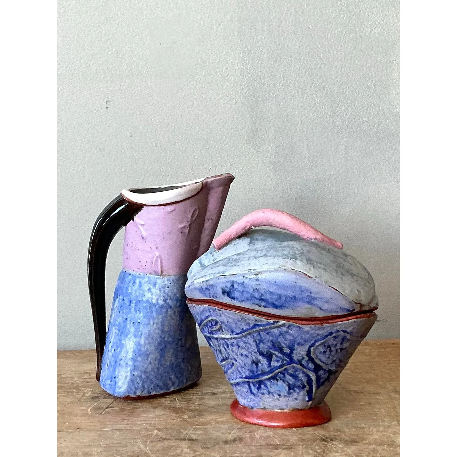 Vintage Boho Studio Pottery Cream and Sugar — additional photo 4