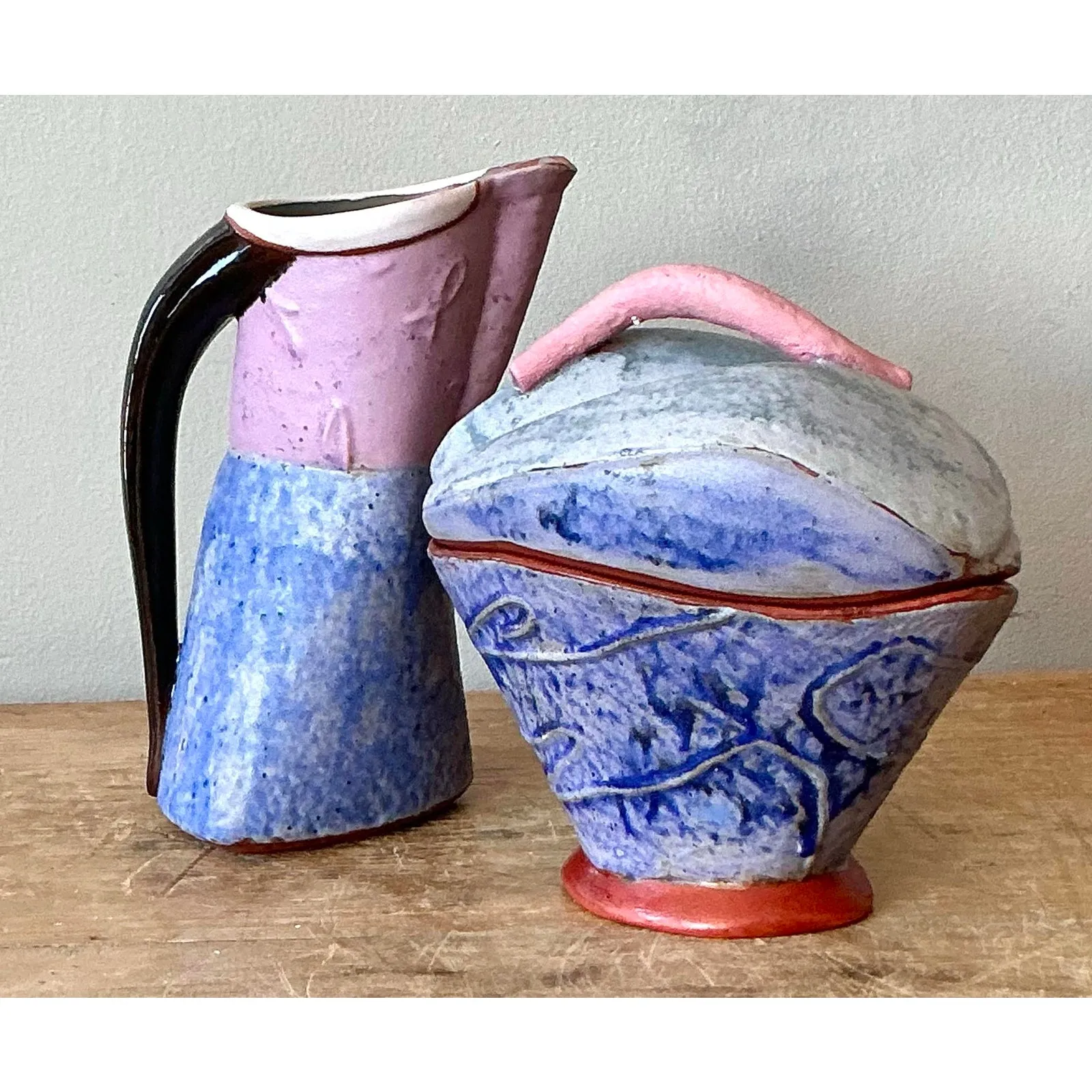Vintage Boho Studio Pottery Cream and Sugar — additional photo 8