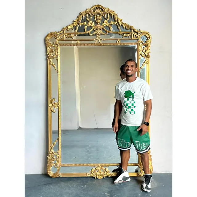 Vintage Regency Monumental Gilt Tipped Floor Mirror — additional photo 2