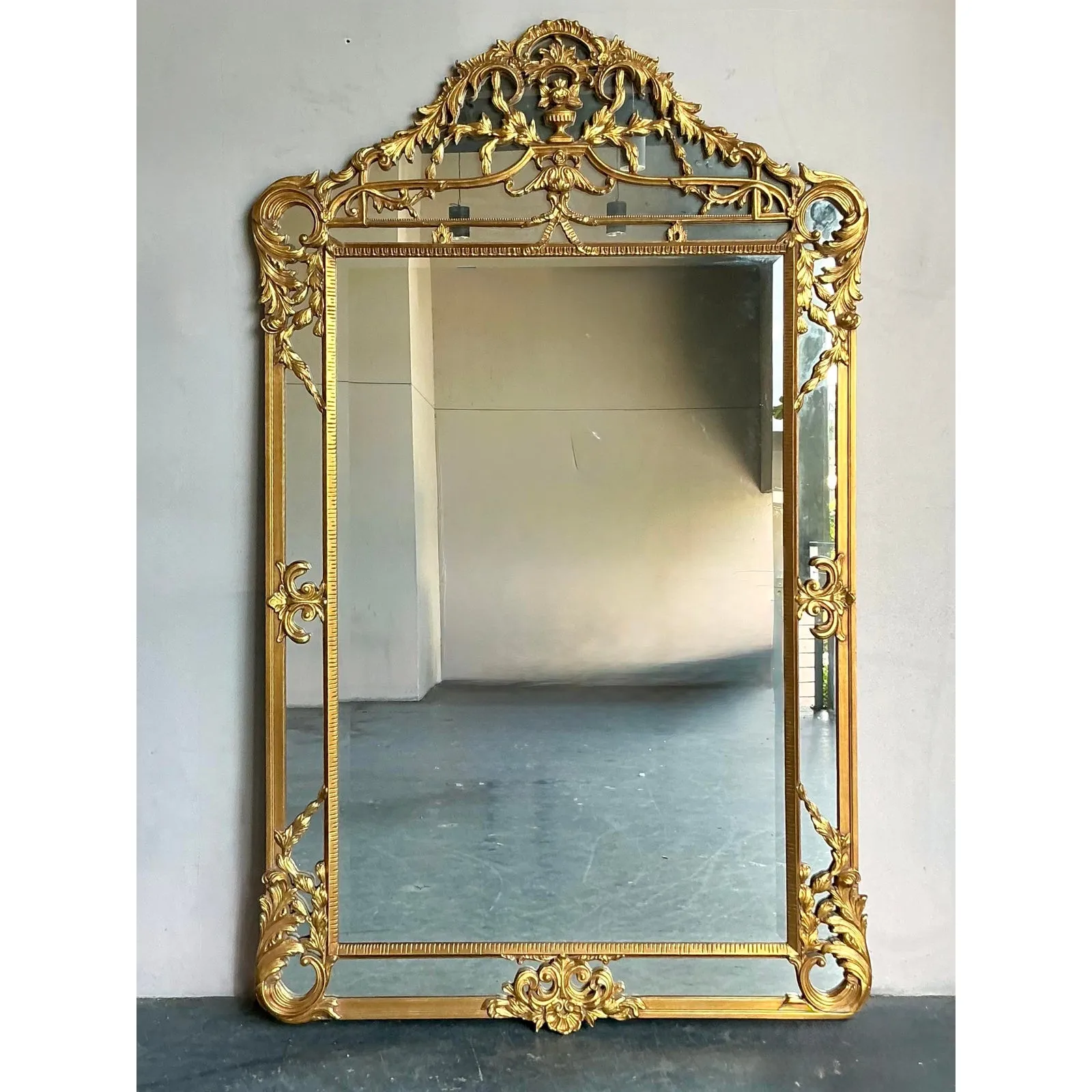 Vintage Regency Monumental Gilt Tipped Floor Mirror — additional photo 1