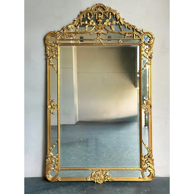Vintage Regency Monumental Gilt Tipped Floor Mirror — additional photo 1