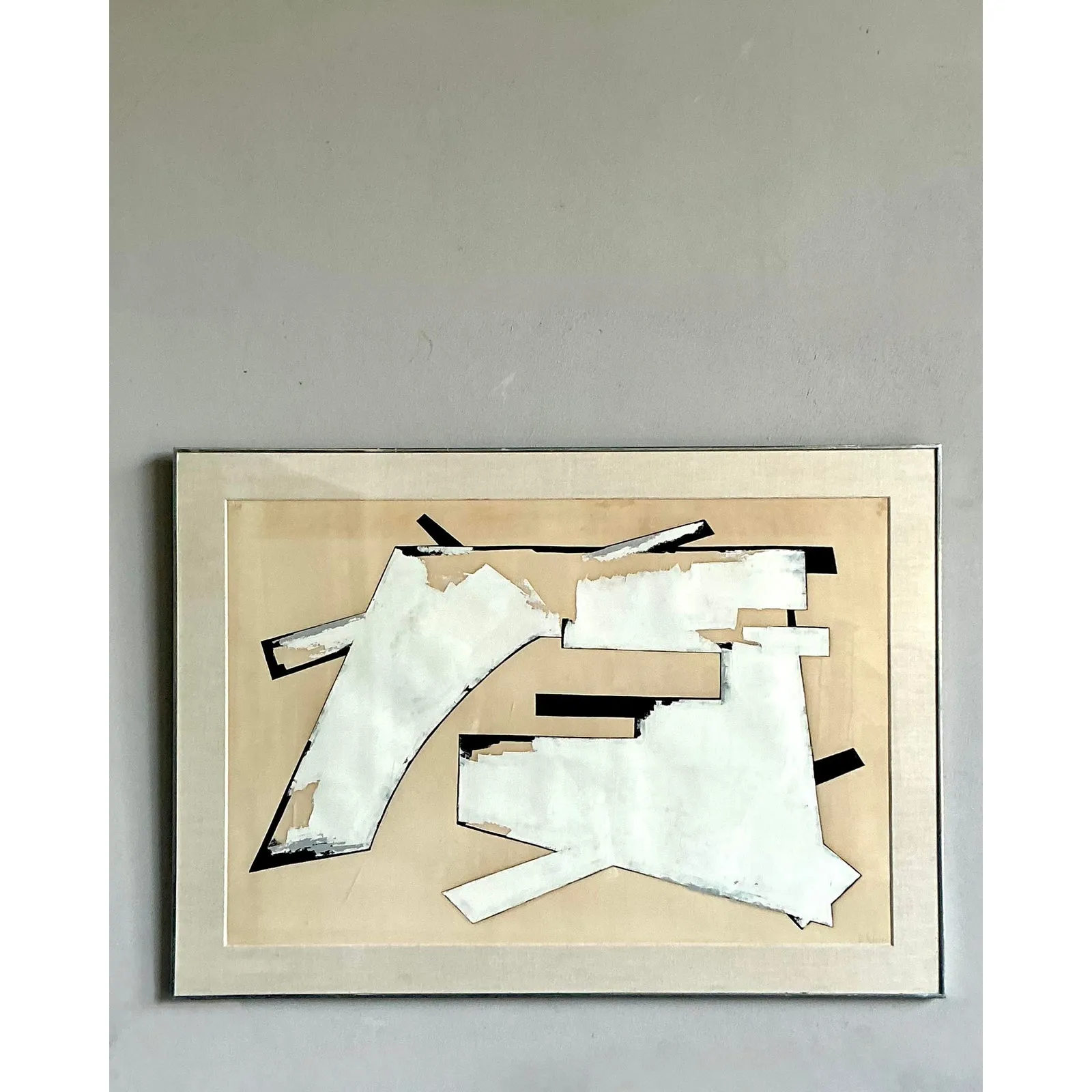Vintage Boho Monumental 1970 Abstract Oil on Paper — additional photo 4