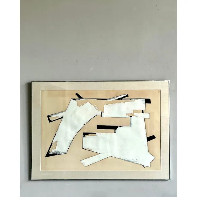Vintage Boho Monumental 1970 Abstract Oil on Paper — additional photo 4