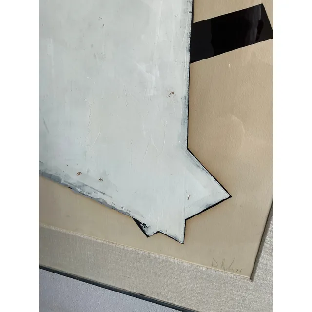 Vintage Boho Monumental 1970 Abstract Oil on Paper — additional photo 8