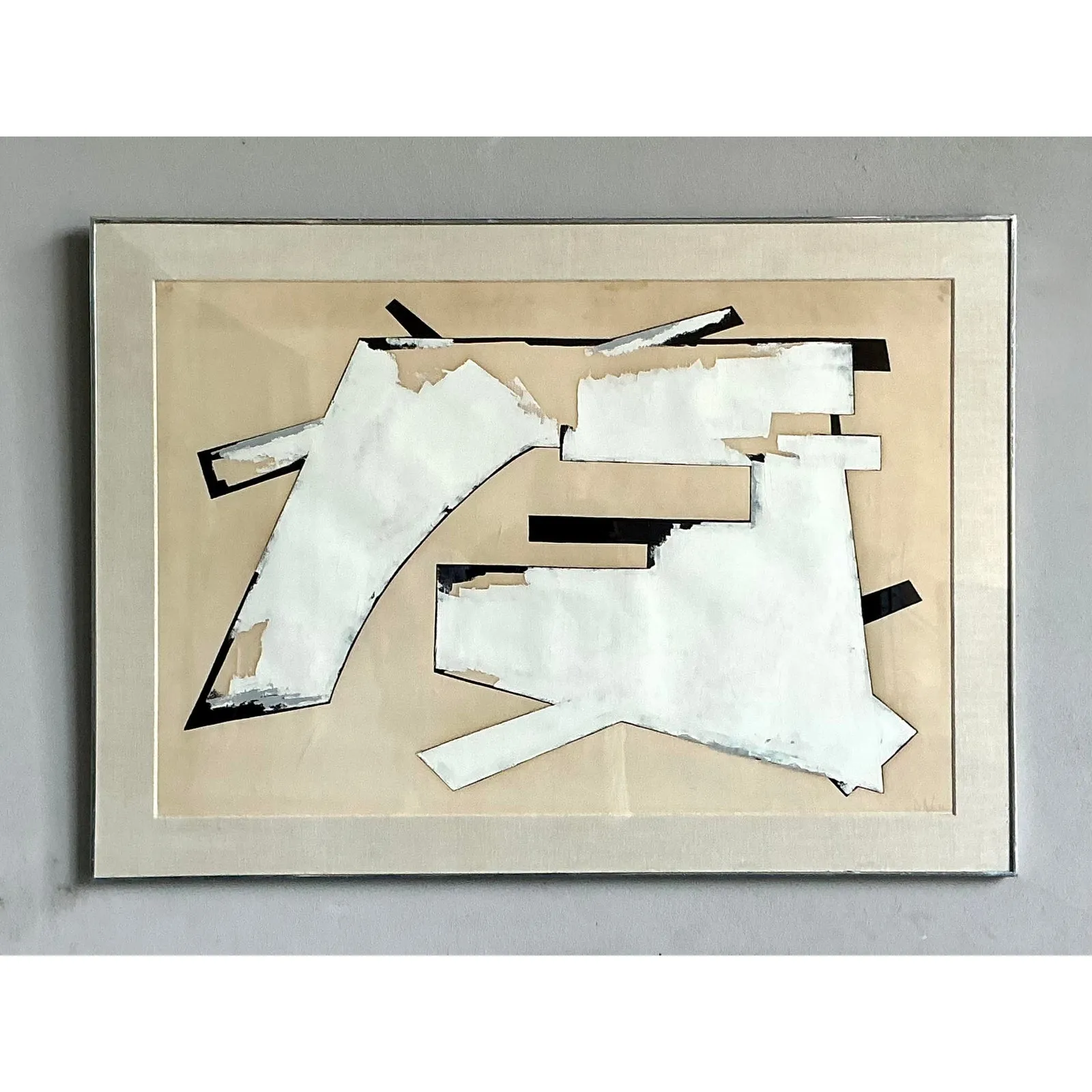 Vintage Boho Monumental 1970 Abstract Oil on Paper — additional photo 2