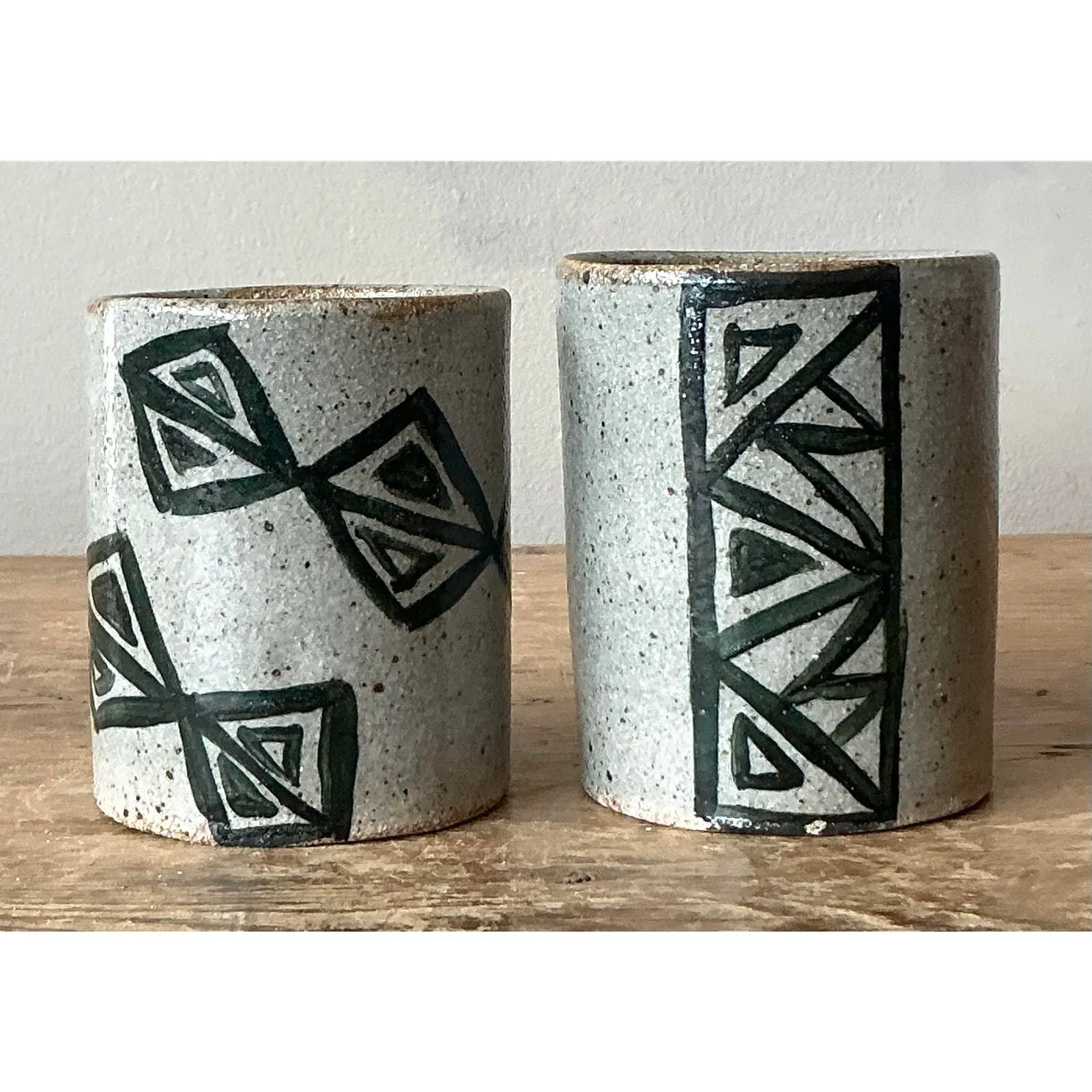 Vintage Boho Shapes Studio Pottery Cups - Set of 2 — additional photo 3
