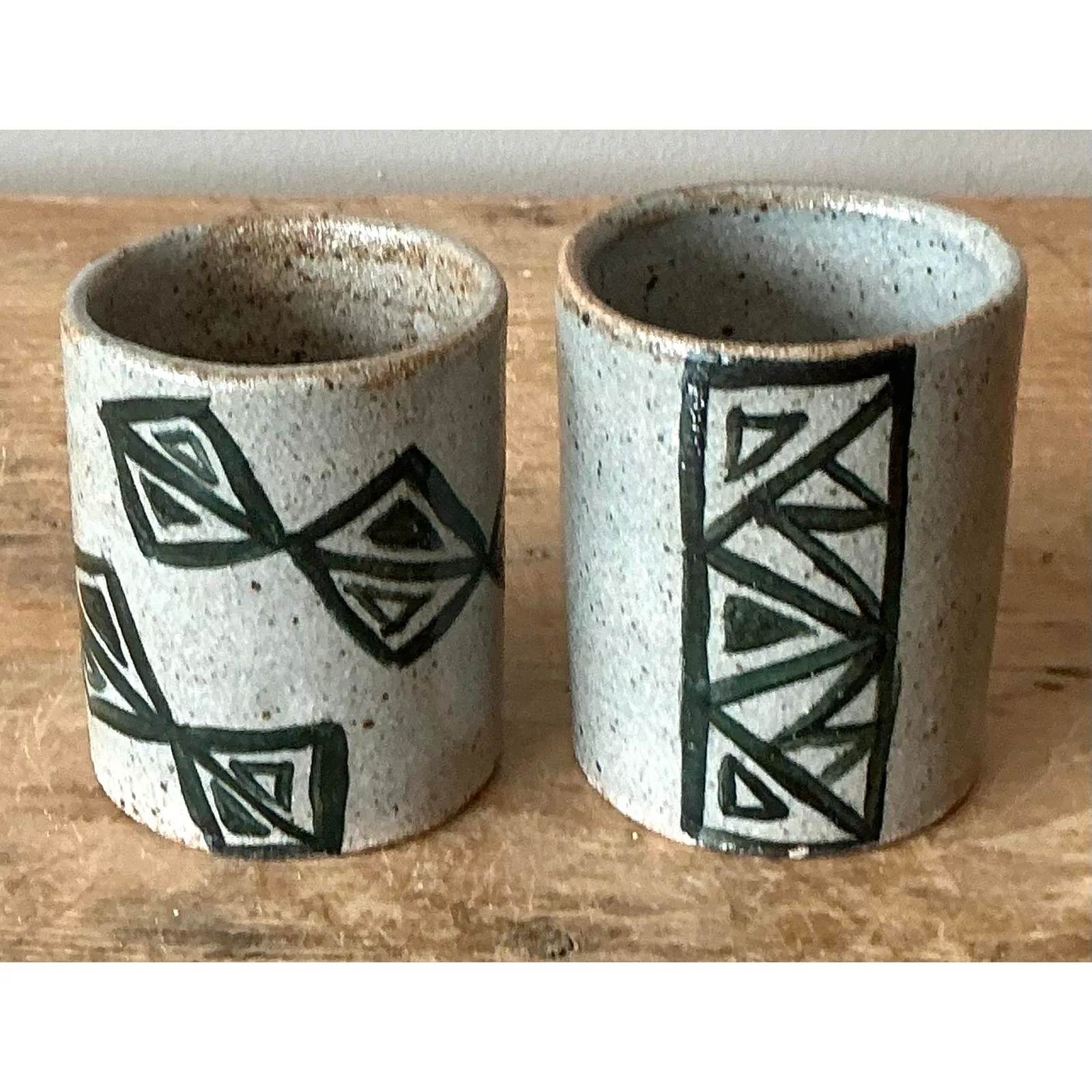Vintage Boho Shapes Studio Pottery Cups - Set of 2 — additional photo 5