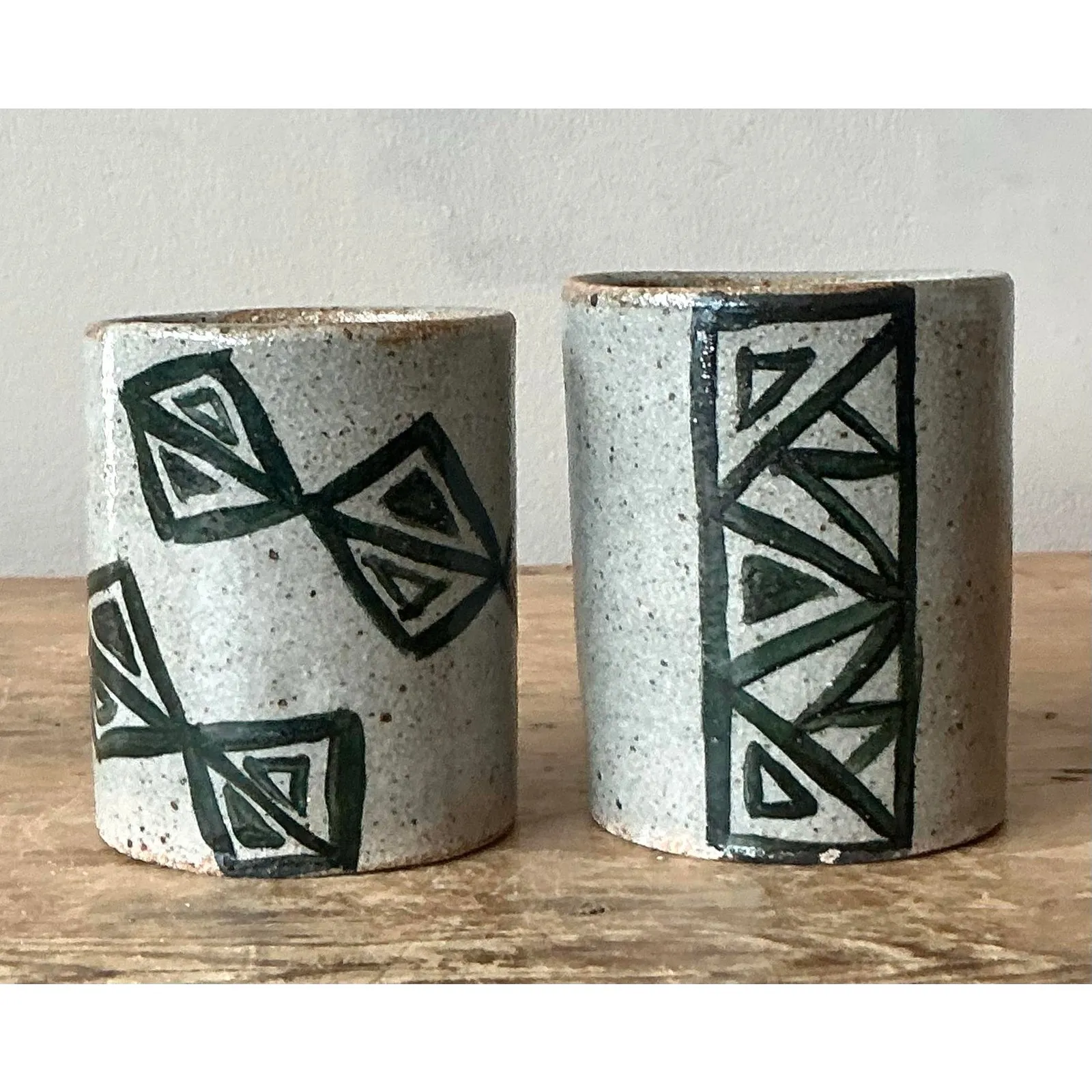 Vintage Boho Shapes Studio Pottery Cups - Set of 2 — additional photo 6