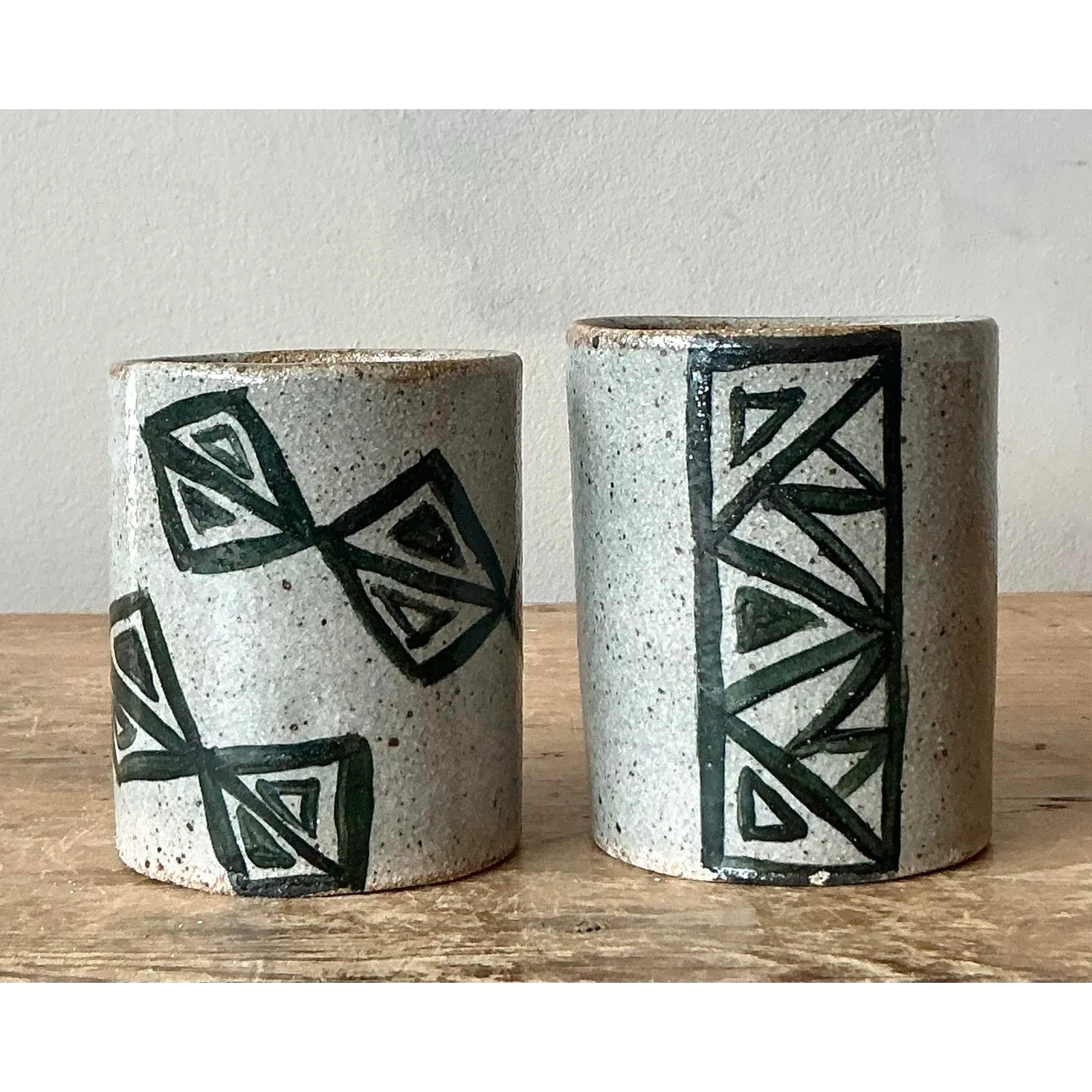 Vintage Boho Shapes Studio Pottery Cups - Set of 2 — additional photo 8
