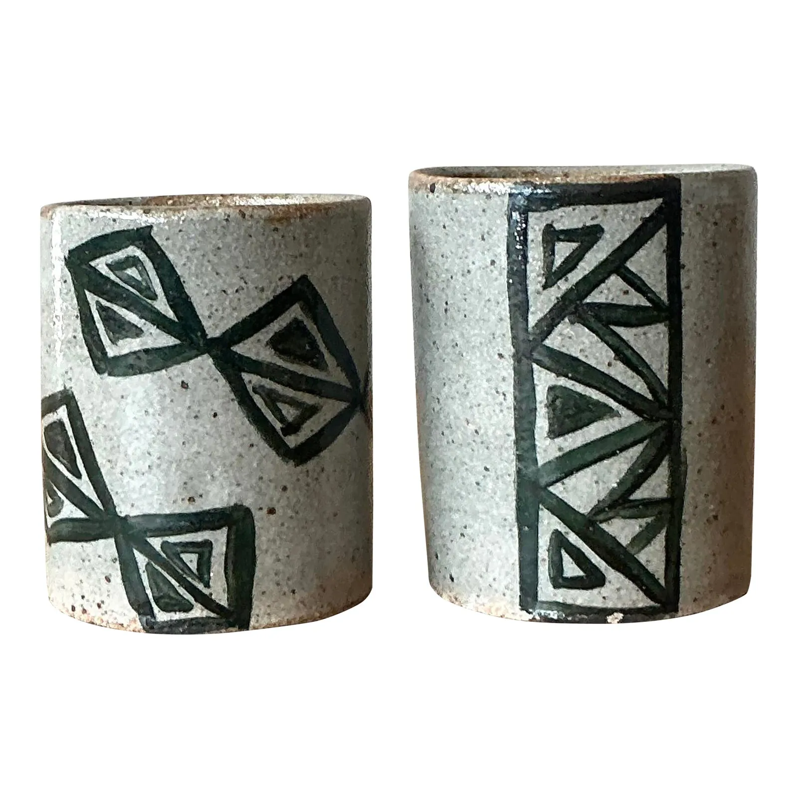 Vintage Boho Shapes Studio Pottery Cups - Set of 2 — additional photo 1