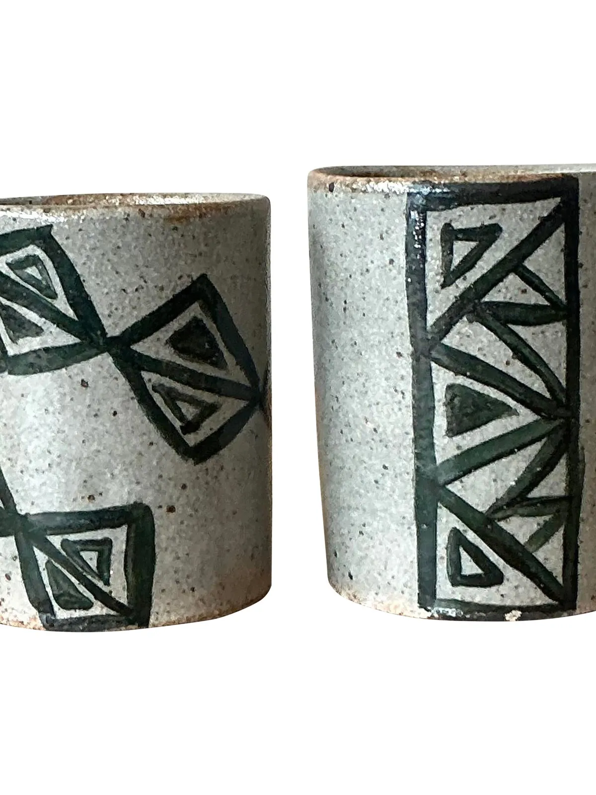 Vintage Boho Shapes Studio Pottery Cups - Set of 2