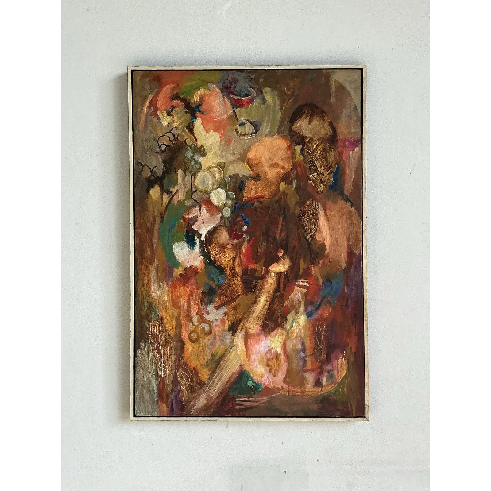 Vintage Boho Original Abstract Oil on Canvas - Wood, 25W x 37H — additional photo 2