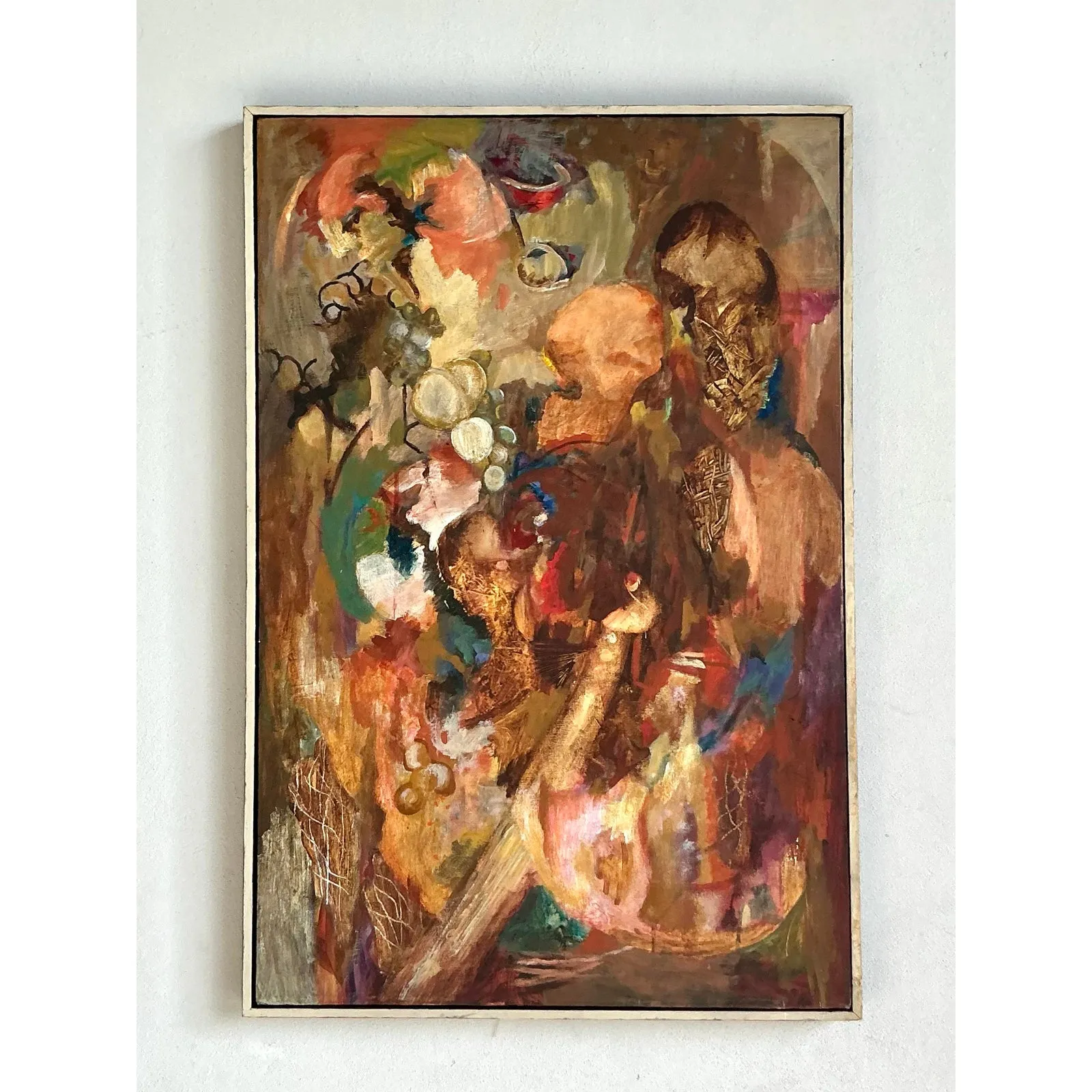 Vintage Boho Original Abstract Oil on Canvas - Wood, 25W x 37H — additional photo 4