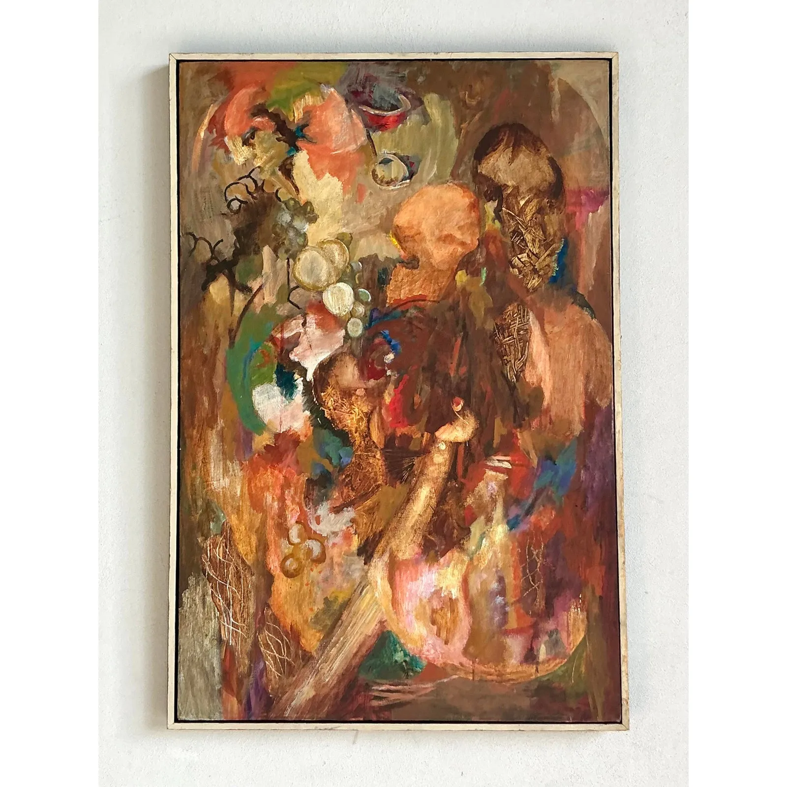 Vintage Boho Original Abstract Oil on Canvas - Wood, 25W x 37H — additional photo 5