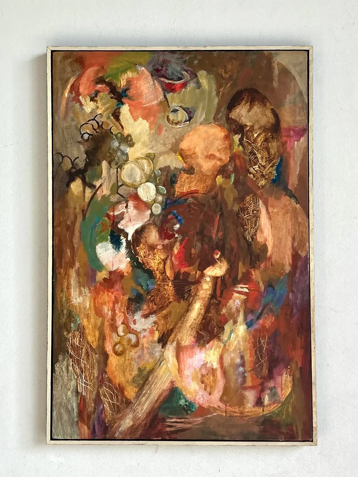 Vintage Boho Original Abstract Oil on Canvas - Wood, 25W x 37H — additional photo 6