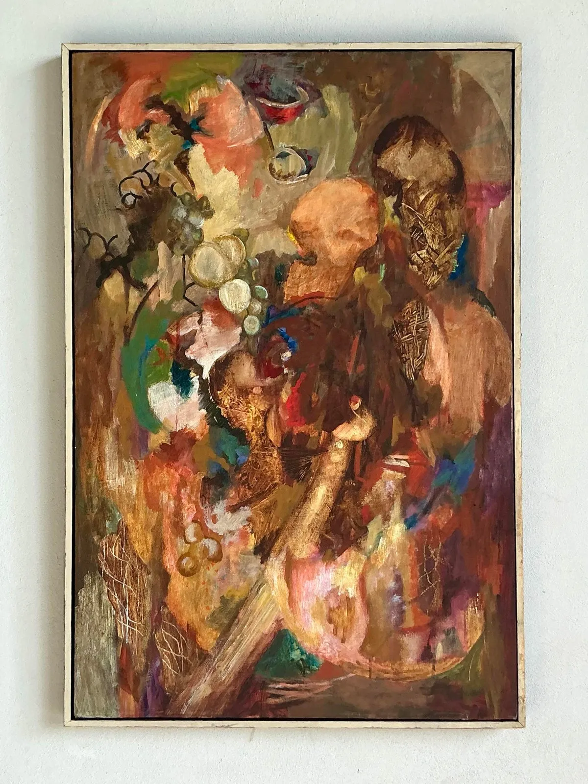 Vintage Boho Original Abstract Oil on Canvas - Wood, 25W x 37H — additional photo 7