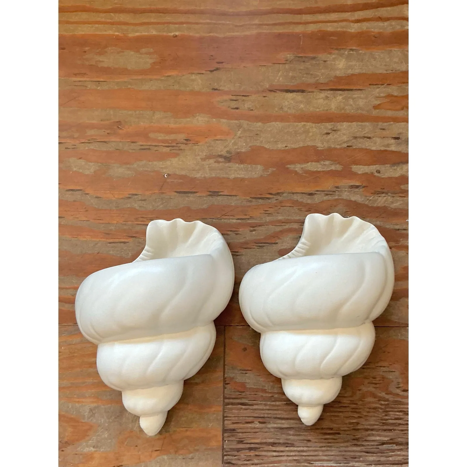 Vintage Boho Plaster Shell Light Sconce - A Pair — additional photo 6