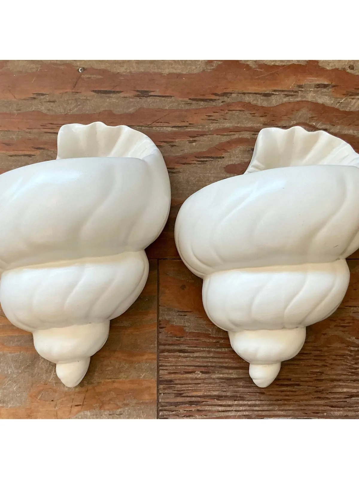 Vintage Boho Plaster Shell Light Sconce - A Pair — additional photo 2