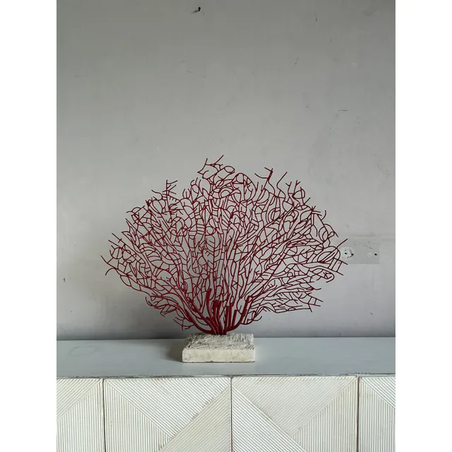 Vintage Coastal Palecek Metal Grand Coral Fan Sculpture — additional photo 4