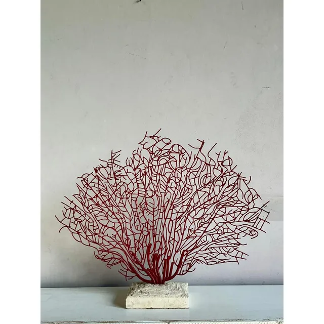Vintage Coastal Palecek Metal Grand Coral Fan Sculpture — additional photo 5