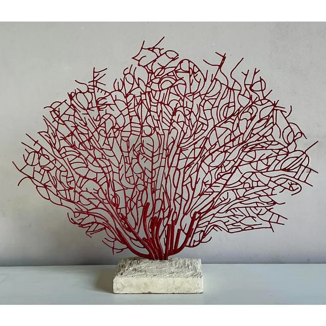 Vintage Coastal Palecek Metal Grand Coral Fan Sculpture — additional photo 6