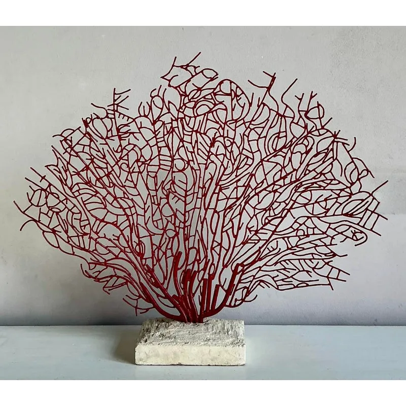 Vintage Coastal Palecek Metal Grand Coral Fan Sculpture — additional photo 3