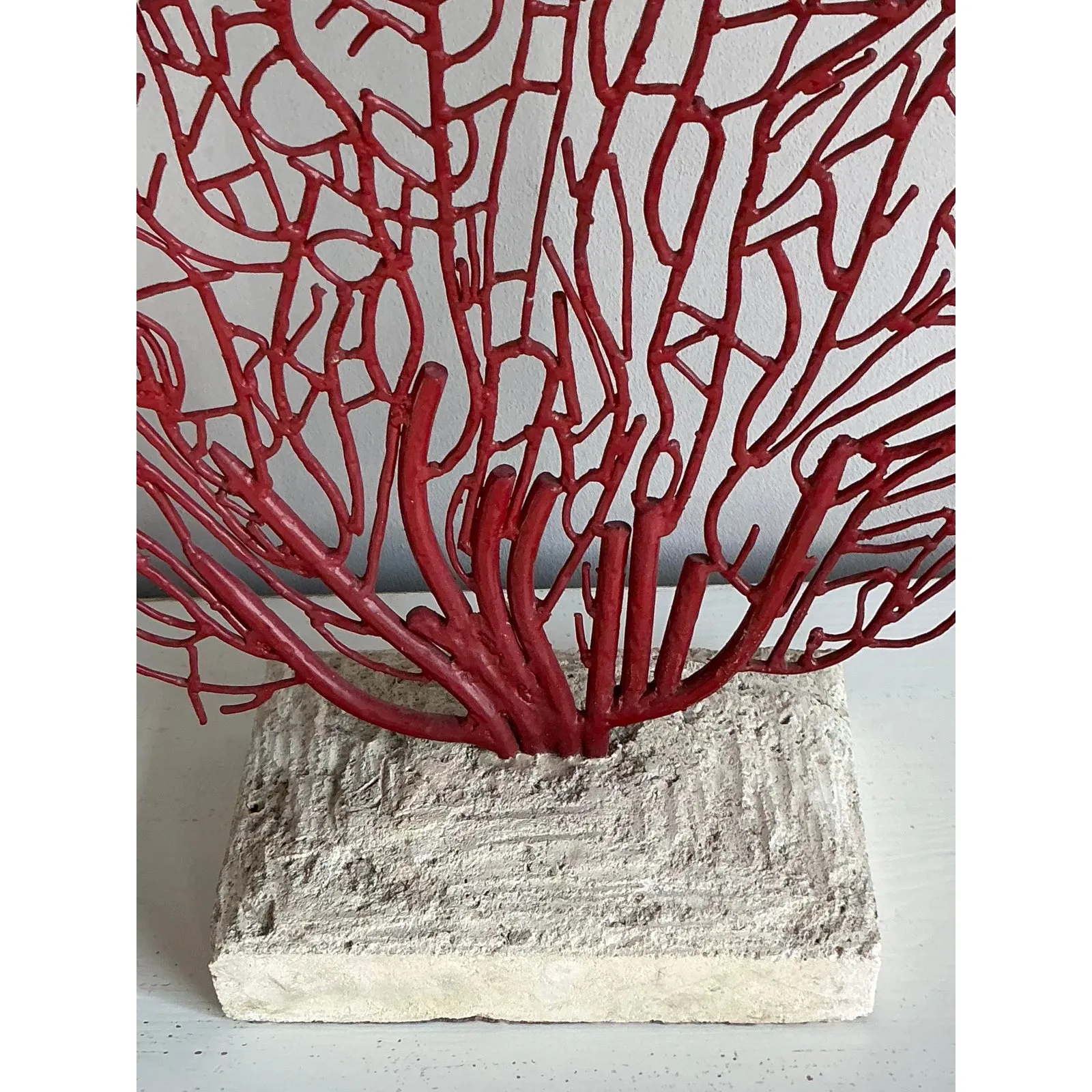 Vintage Coastal Palecek Metal Grand Coral Fan Sculpture — additional photo 8