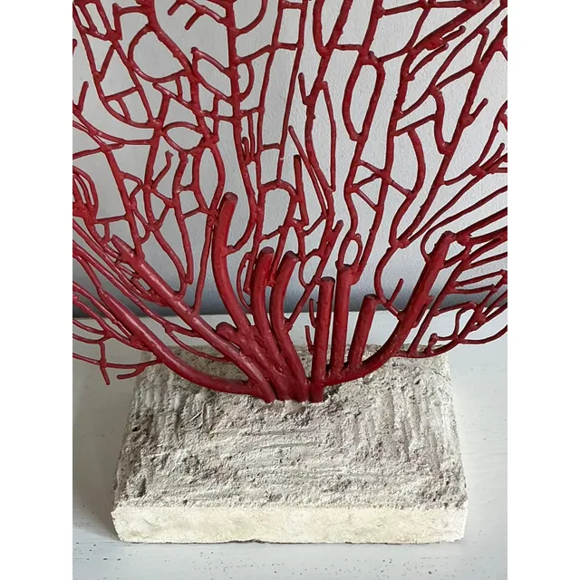 Vintage Coastal Palecek Metal Grand Coral Fan Sculpture — additional photo 8