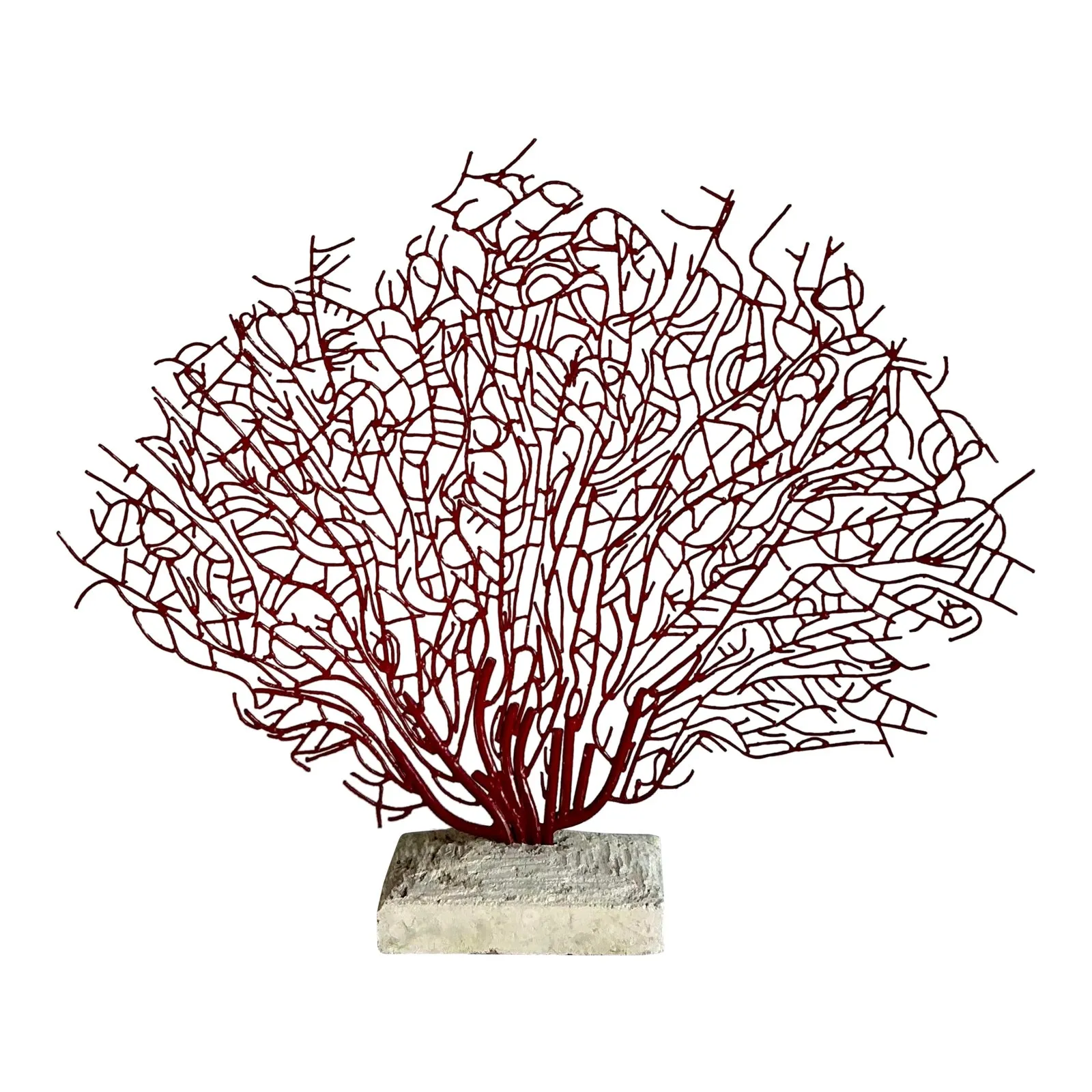 Vintage Coastal Palecek Metal Grand Coral Fan Sculpture — additional photo 1