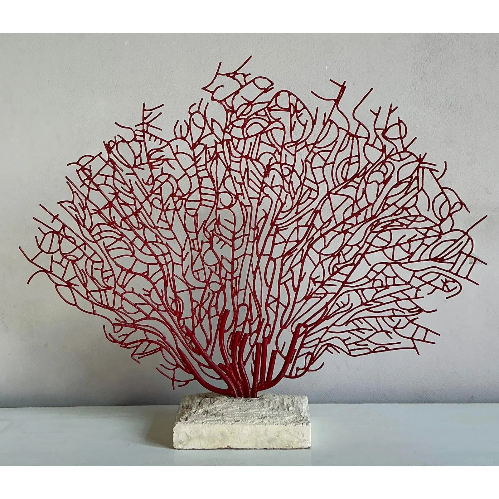 Vintage Coastal Palecek Metal Grand Coral Fan Sculpture — additional photo 2