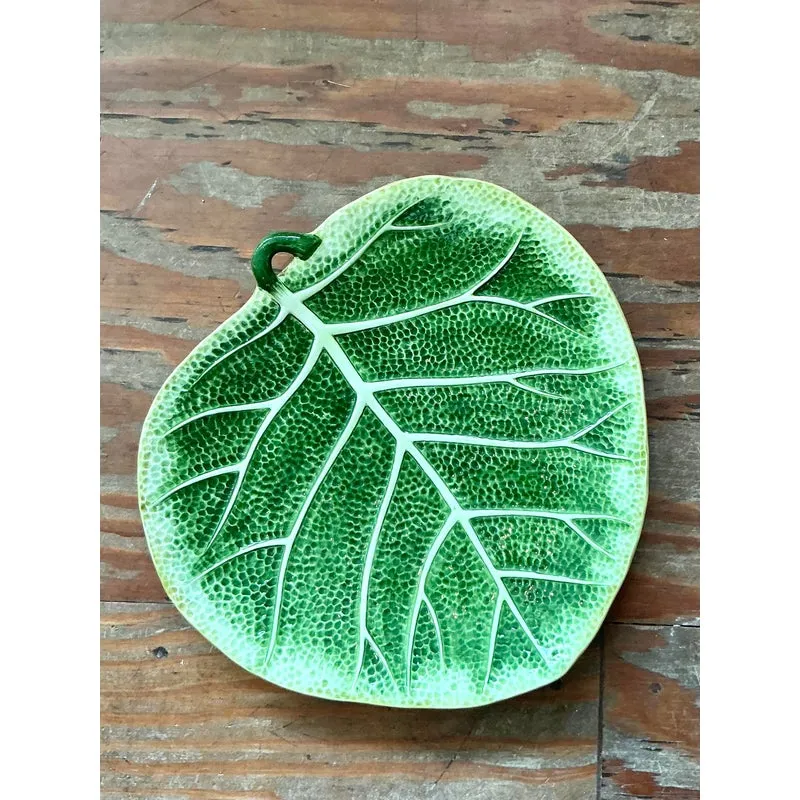 Vintage Italian Glazed Ceramic Leaf Platter — additional photo 3
