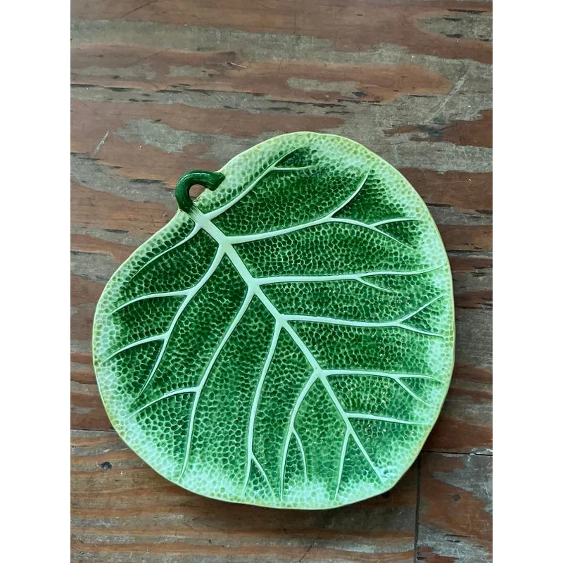 Vintage Italian Glazed Ceramic Leaf Platter — additional photo 2