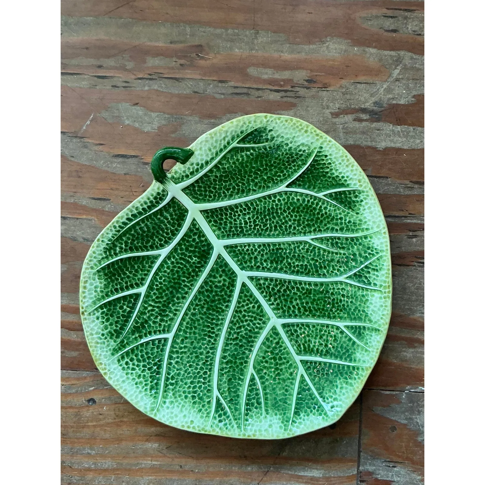 Vintage Italian Glazed Ceramic Leaf Platter — additional photo 6