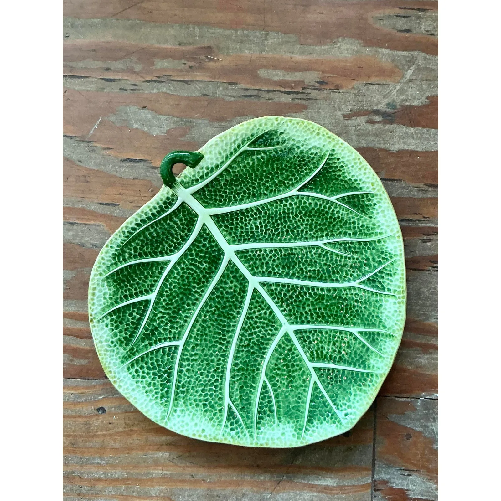 Vintage Italian Glazed Ceramic Leaf Platter — additional photo 4